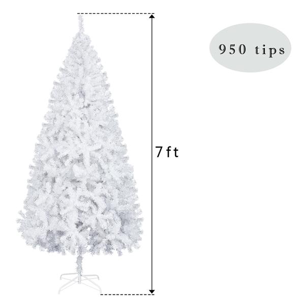 7FT Iron Leg White Christmas Tree with 950 Branches 