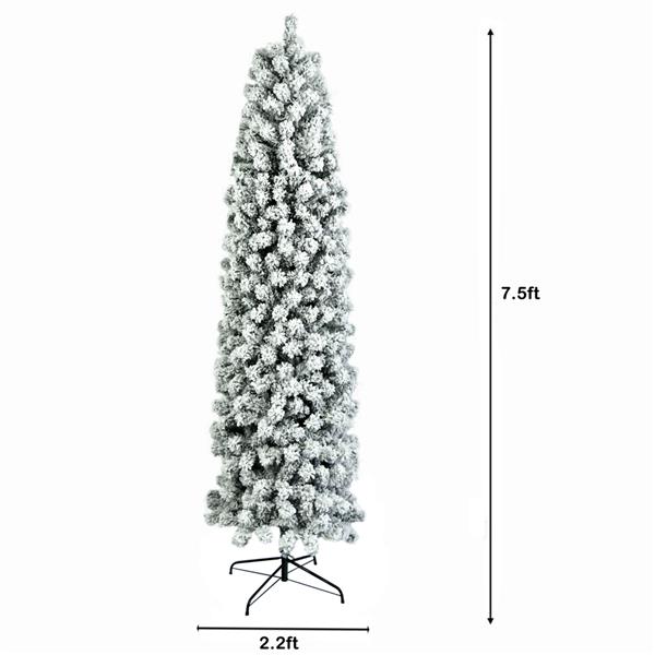 7.5ft Pencil Flocking Christmas Tree 