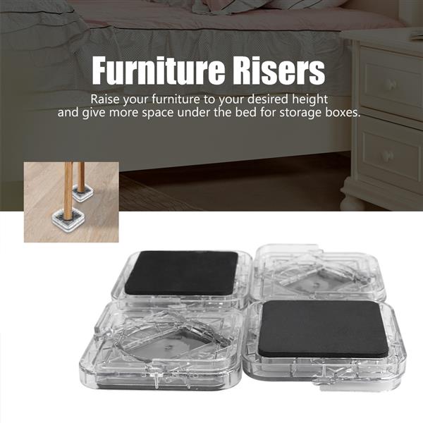 8Pcs/Set Non‑Slip Furniture Leg Pad Mat for Table Desk Bed Sofa Chairs (Transparent White) 