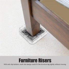 8Pcs/Set Non‑Slip Furniture Leg Pad Mat for Table Desk Bed Sofa Chairs (Transparent White)