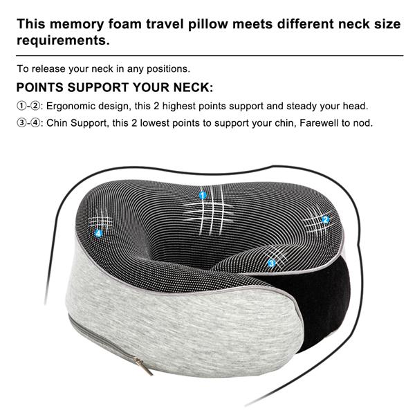 [US-W]Functional Neck Pillow SN-FC583 Hook and Loop Fastener Grey 