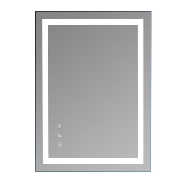 Square Touch LED Bathroom Mirror, Tricolor Dimming Lights-32*24" 
