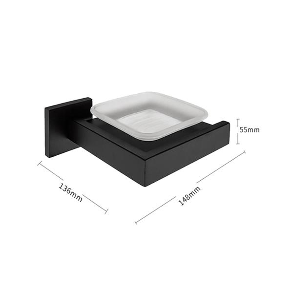 Matte Black Soap Dish Rust-Proof 304 Stainless Steel Square Soap Holder with Removable Dish Silver Bathroom Accessories Soap Dispenser KJQ7007HEI 