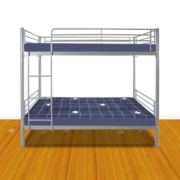 [US-W]Iron Bed Bunk Bed with Ladder for Kids Twin Size Gray 