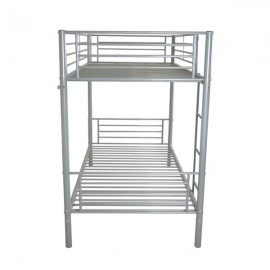 [US-W]Iron Bed Bunk Bed with Ladder for Kids Twin Size Gray