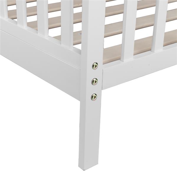 Wooden Baby Toddler Bed Children Bedroom Furniture with Safety Guardrails White 