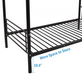 [US-W]Iron Bed Bunk Bed with Ladder for Kids Twin Size Black