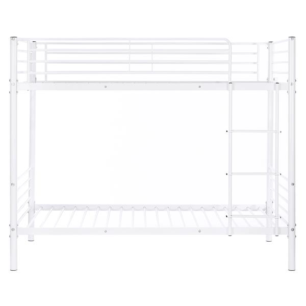 Iron Bed Bunk Bed with Ladder for Kids Twin Size Black with Rubber Pad Ladder 
