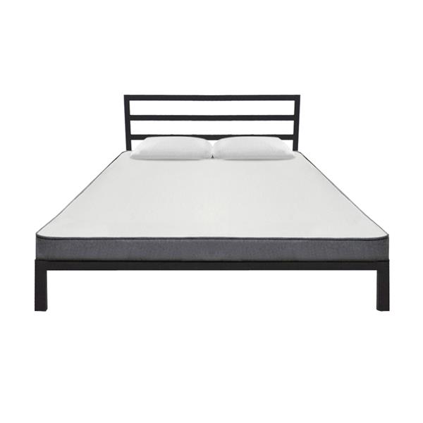 Square Horizontal Bar Head of Bed Iron Bed Full Size Black 