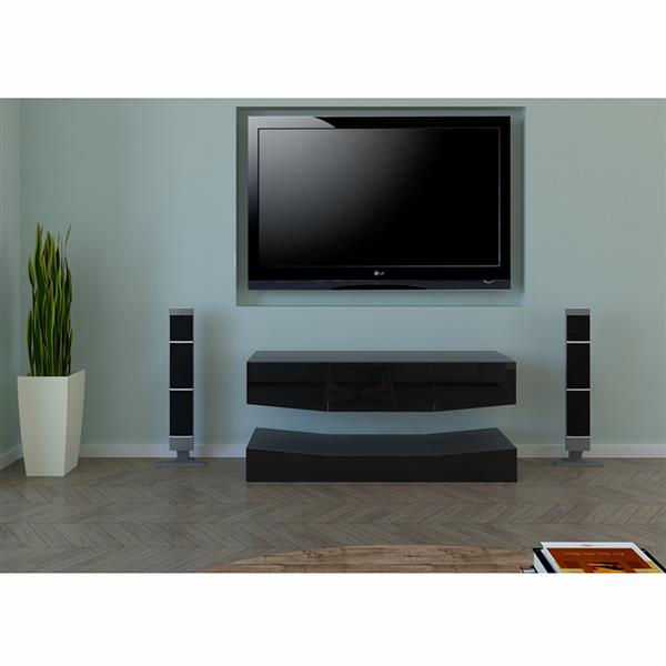 120cm LED TV Cabinet With Upper And Lower Wall Black 
