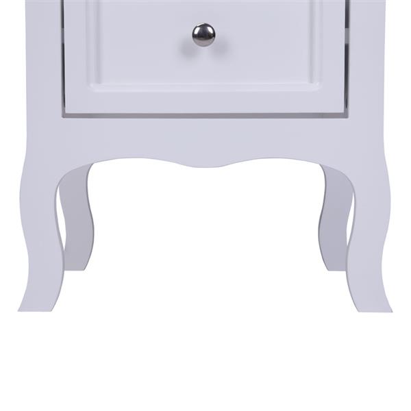 Country Style Two-Tier Night Table Large Size White 