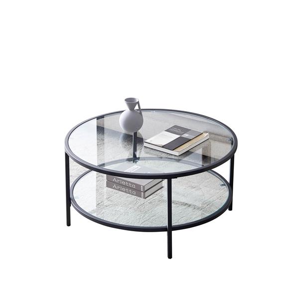 Glass coffee table with large storage space 