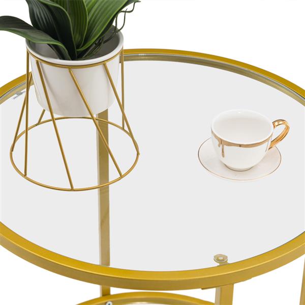 [50 x 50 x 55]cm Simple Single Layer Round Frame Glass Surface Coffee Table Side Table 50 Round Gold 
