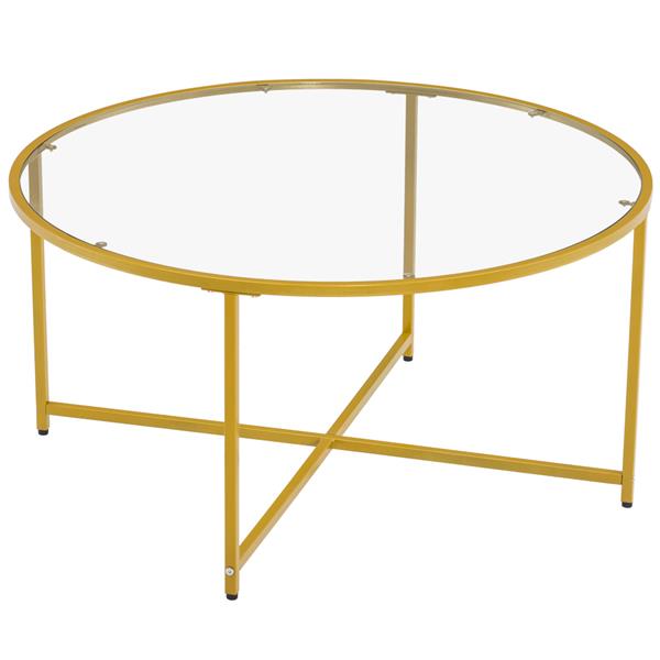 [90 x 90 x 45]cm Simple Cross Foot Single Layer Round Edge Table 90 Round Gold 