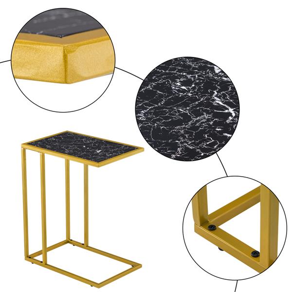 [30 x 48 x 61]cm Marble Simple C-shaped Side Table Black 