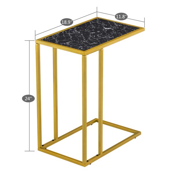 [30 x 48 x 61]cm Marble Simple C-shaped Side Table Black 