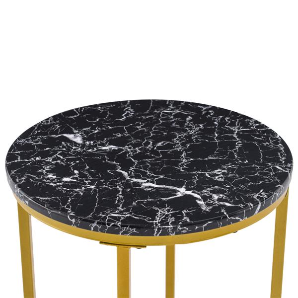 [40 x 40 x 60]cm Marble Simple Round Edge Table Black 