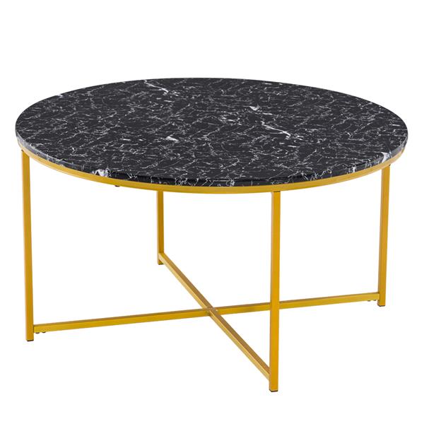 [90 x 90 x 48.5]cm Marble Simple 90 Round Coffee Table Black 