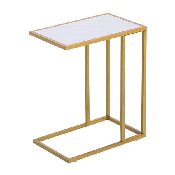 Marble Simple C-Side Table [30x48x61cm] White 