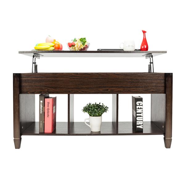 [US-W]Lift Top Coffee Table Modern Furniture Hidden Compartment and Lift Tabletop Brown 