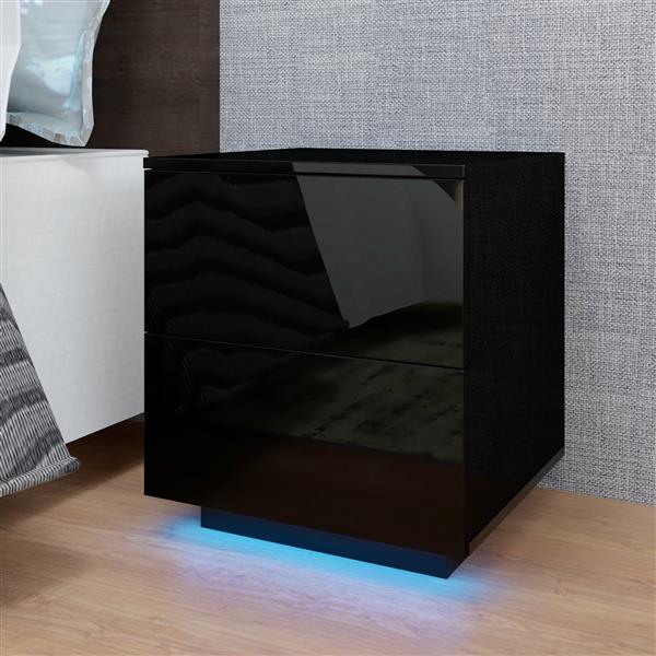 LED Double Side Cabinet Bedside Table White 