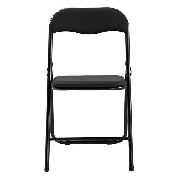 [US-W]3023 4 Foldable Leather Square Back Camel Chair Black 