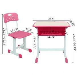 Adjustable Student Desk and Chair Kit Pink