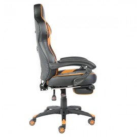 C-type Foldable Nylon Foot Racing Chair with Footrest Black & Orange