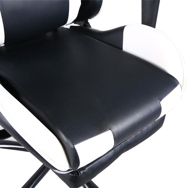 High Back Swivel Chair Racing Gaming Chair Office Chair with Footrest Tier Black & White 