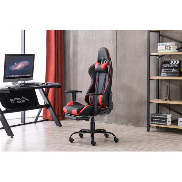 High Back Swivel Chair Racing Gaming Chair Office Chair with Footrest Tier Black & Red 