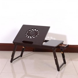 53cm Fashionable Sunflower Engraving Pattern Adjustable Bamboo Computer Desk Coffee