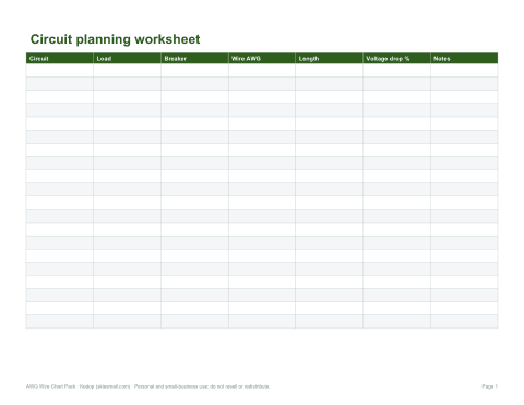 Preview of the first page of Circuit planner (PDF/DOCX/XLSX)